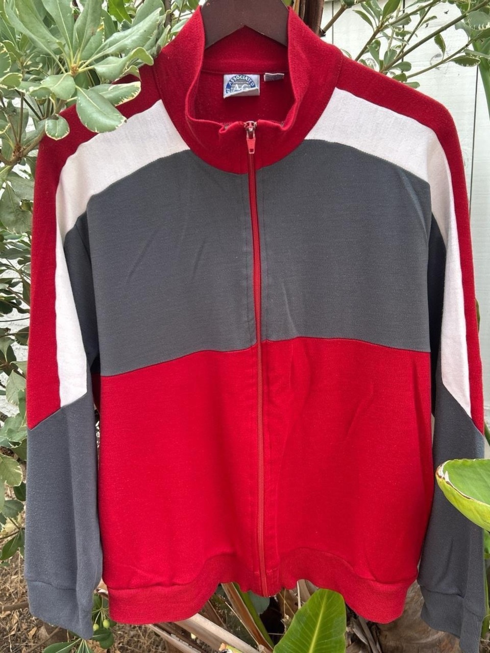 Vintage 1990s ASG Colorblock Track Jacket XL Red Gray White Made in Korea